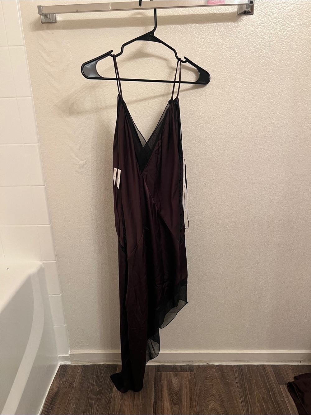 Zara Asymmetrical Satin Slip Dress in Plum